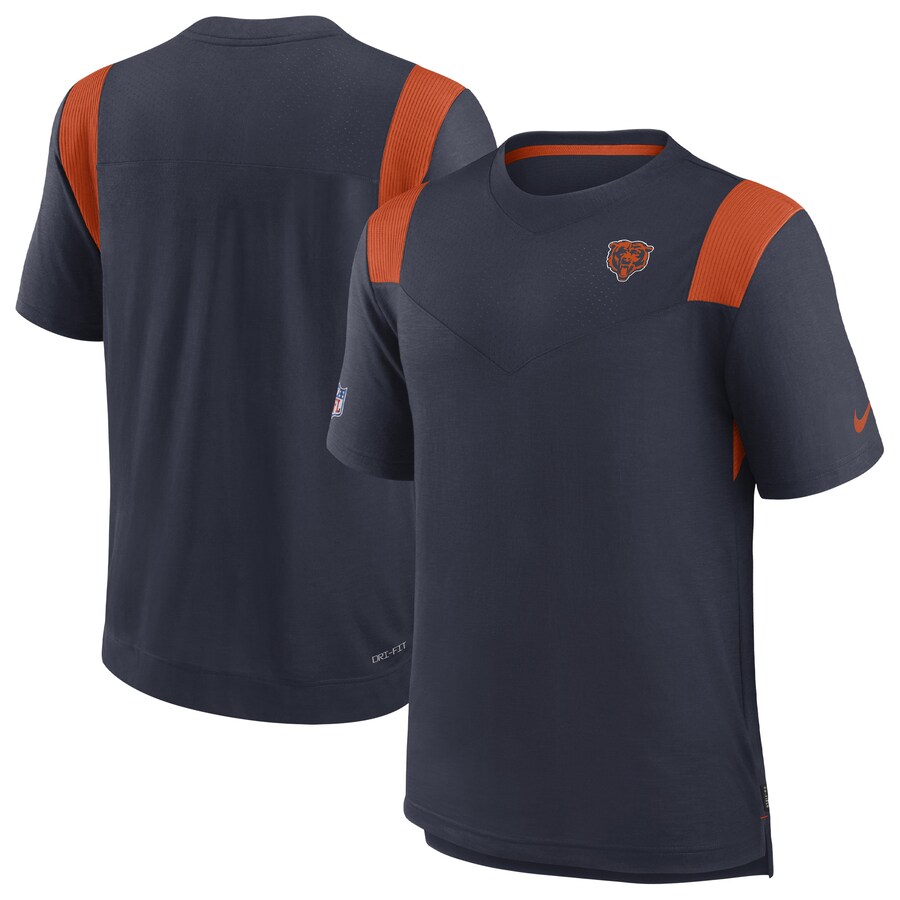 Men's Chicago Bears Nike Navy Sideline Tonal Logo Performance Player T-Shirt - ujerseystore