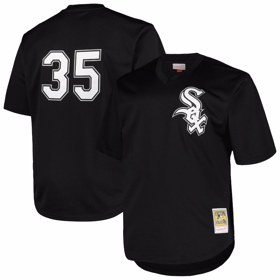 Men's Chicago White Sox Frank Thomas Profile Black Big & Tall Cooperstown Collection Mesh Batting Practice Jersey - ujerseystore