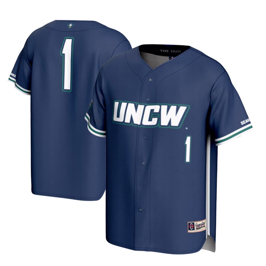#1 UNC Wilmington Seahawks GameDay Greats Lightweight Baseball Fashion Jersey - Navy - ujerseystore