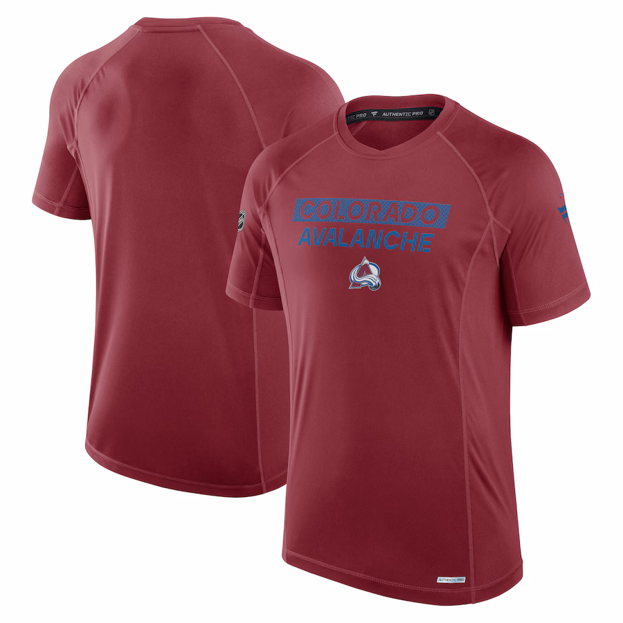 Men's Colorado Avalanche Fanatics Burgundy Authentic Pro Rink Tech T-Shirt - ujerseystore