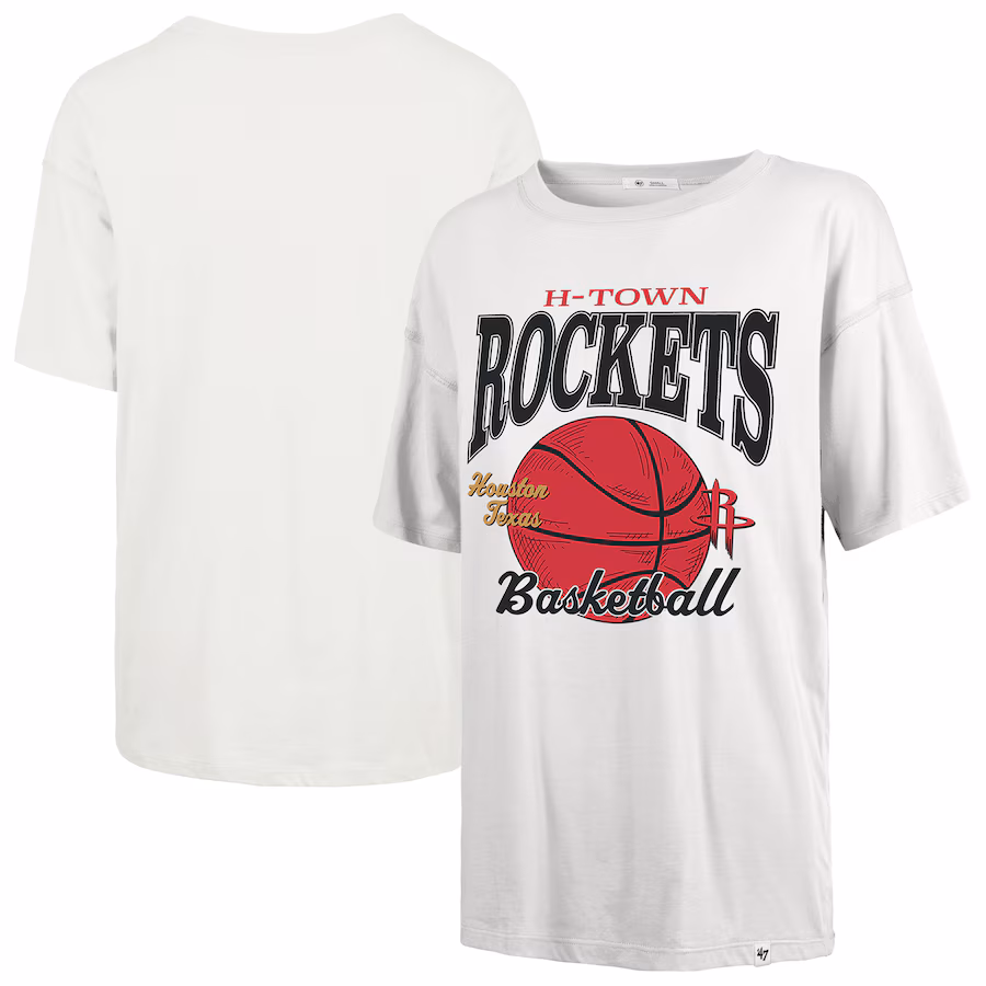 Women's Houston Rockets  '47 White City Edition Down Court Sadie T-Shirt - ujerseystore