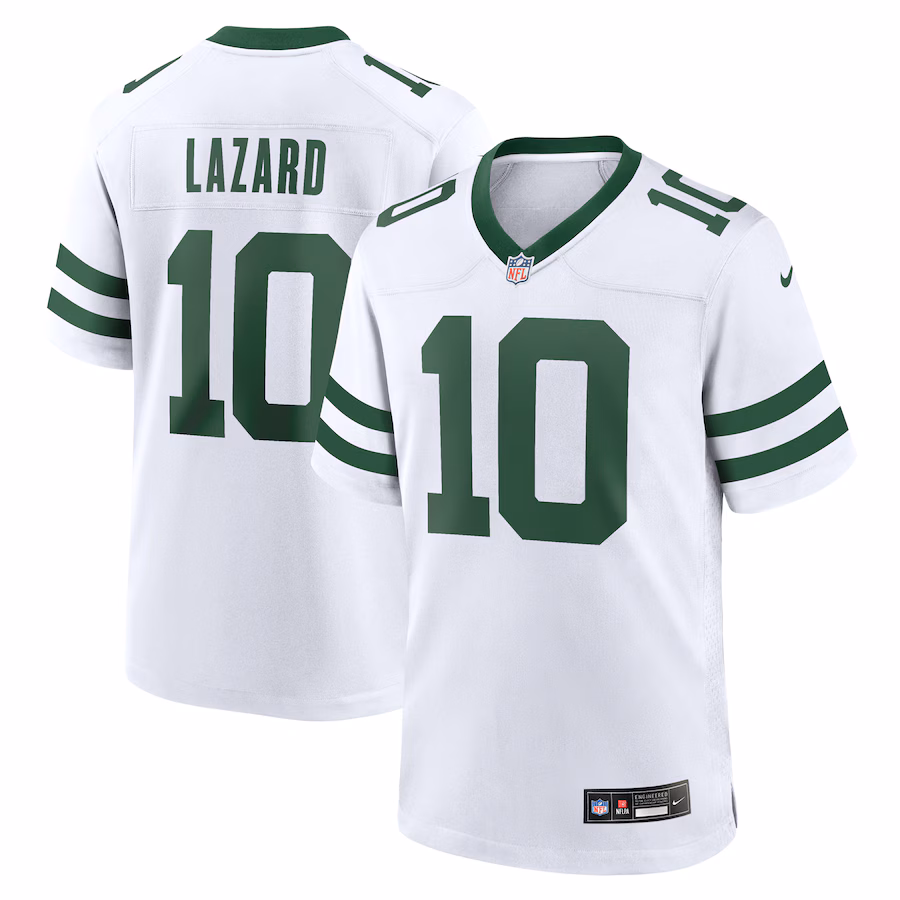 Men's New York Jets Allen Lazard Nike White Legacy Player Game Jersey - ujerseystore