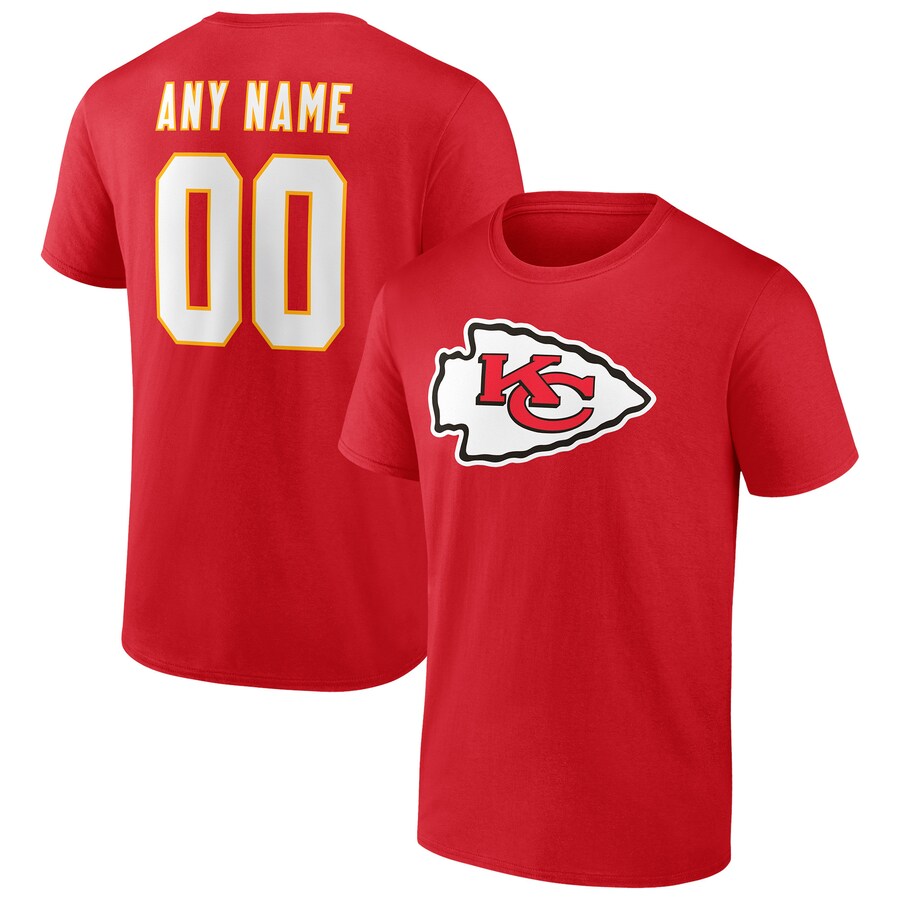 Men's Kansas City Chiefs Red Team Authentic Personalized Name & Number T-Shirt - ujerseystore
