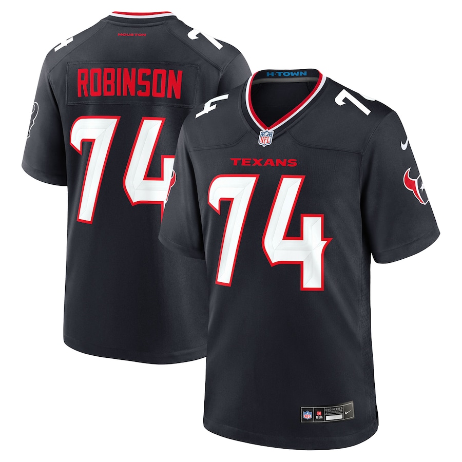 Men's Houston Texans Cam Robinson Nike Navy Team Game Jersey - ujerseystore