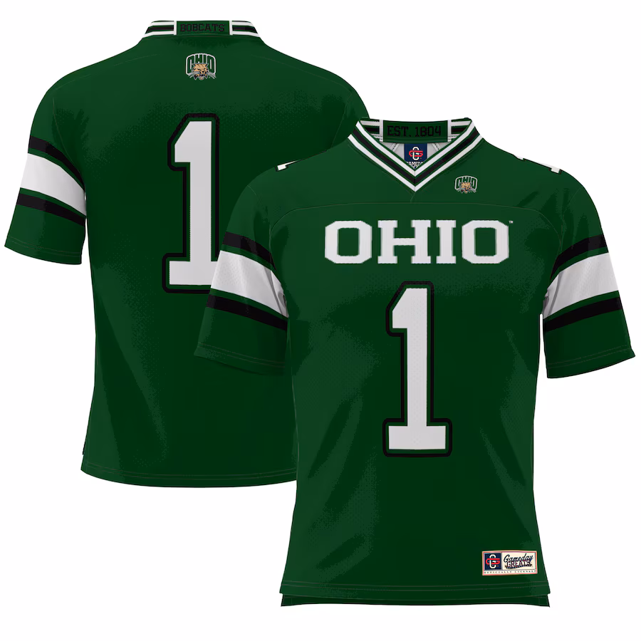 #1 Ohio Bobcats GameDay Greats Youth Endzone Football Jersey - Green - ujerseystore