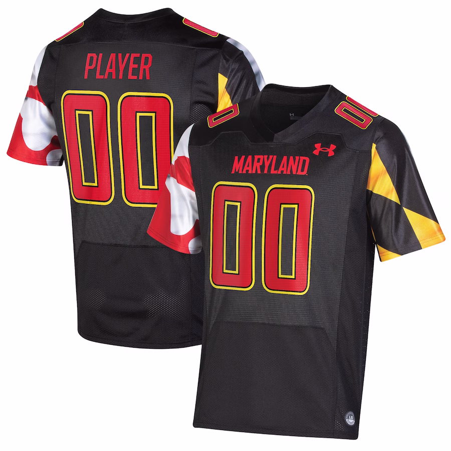 Maryland Terrapins Under Armour Pick-A-Player NIL Replica Football Jersey - Black - ujerseystore