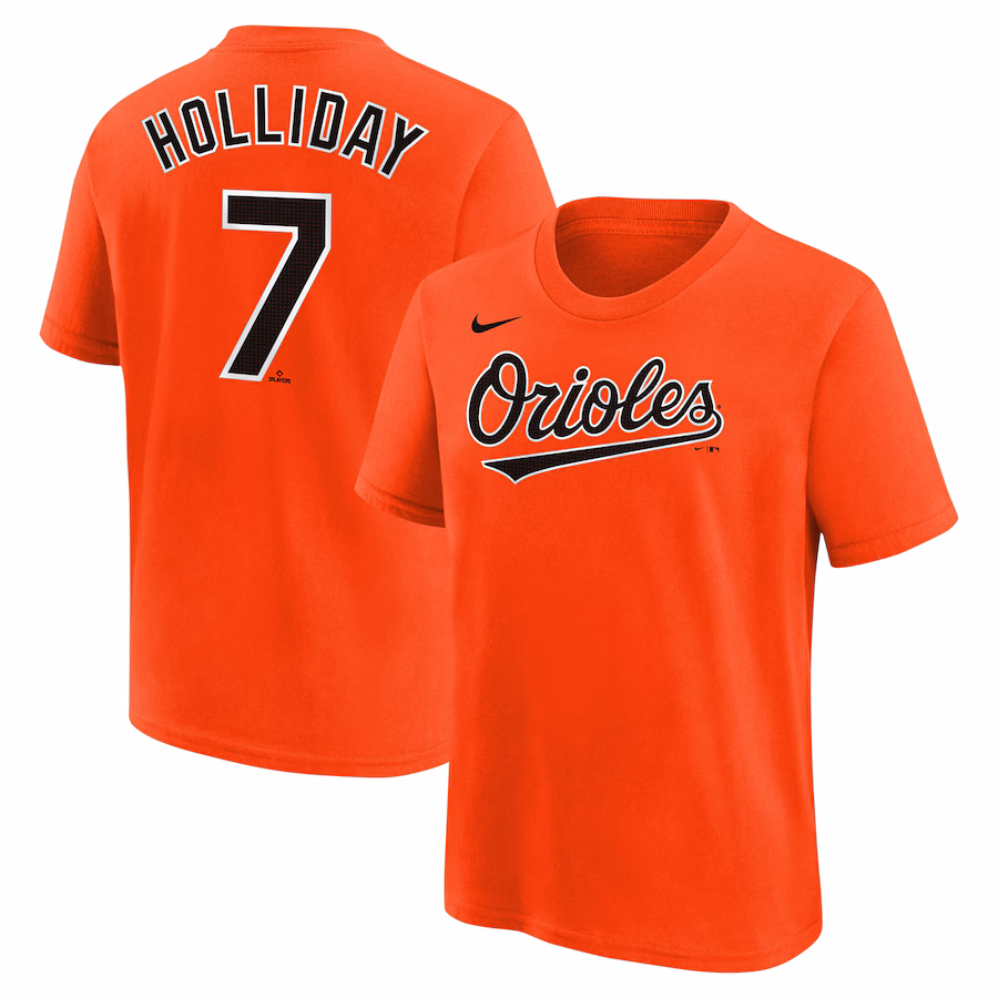 Youth Baltimore Orioles Jackson Holliday Nike Orange Name & Number T-Shirt - ujerseystore