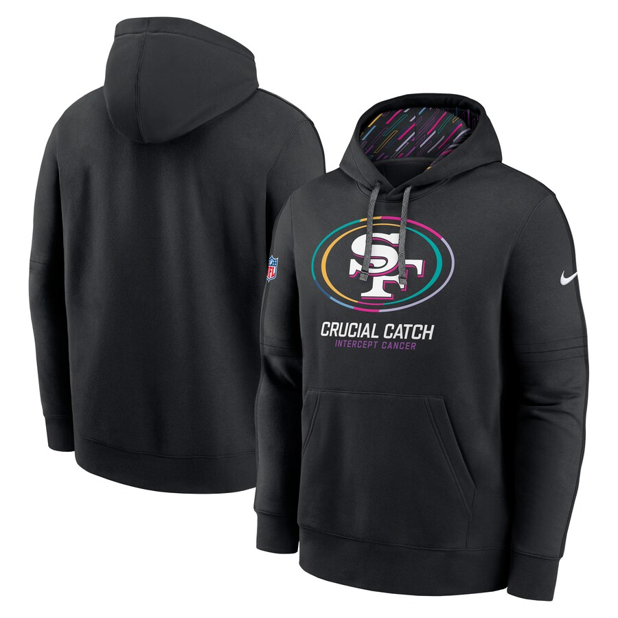Men's San Francisco 49ers Nike Black 2024 NFL Crucial Catch Club Pullover Hoodie - ujerseystore