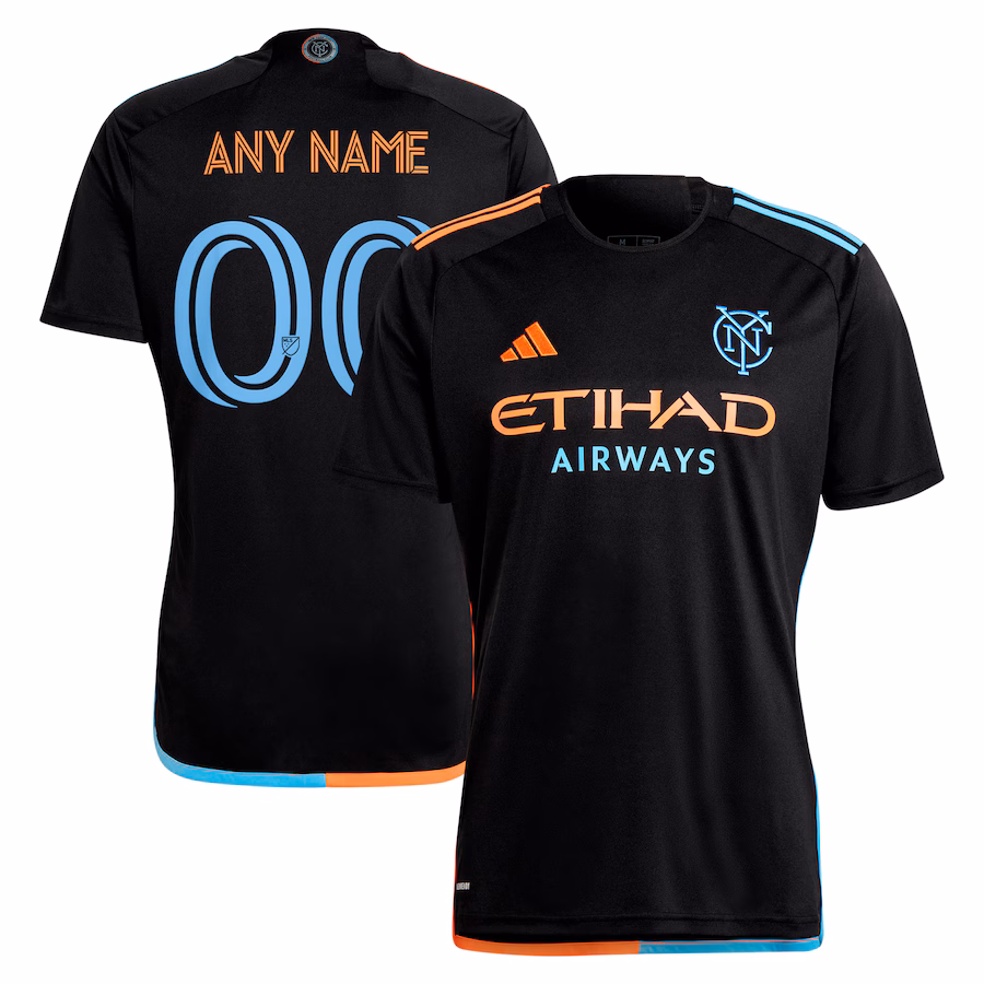Men's New York City FC  adidas Black 2024 24/7 Kit Replica Custom Jersey - ujerseystore