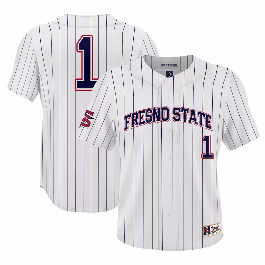#1 Fresno State Bulldogs GameDay Greats Lightweight Baseball Jersey - White - ujerseystore