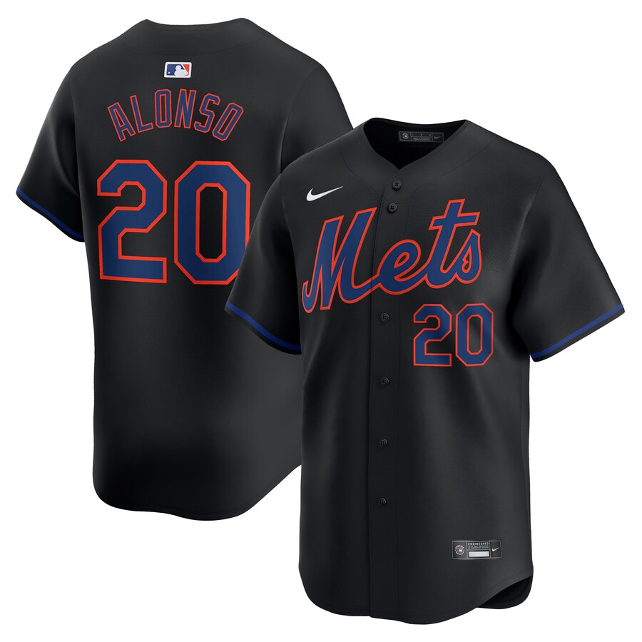 Men's New York Mets Pete Alonso Nike Black Alternate Limited Player Jersey - ujerseystore