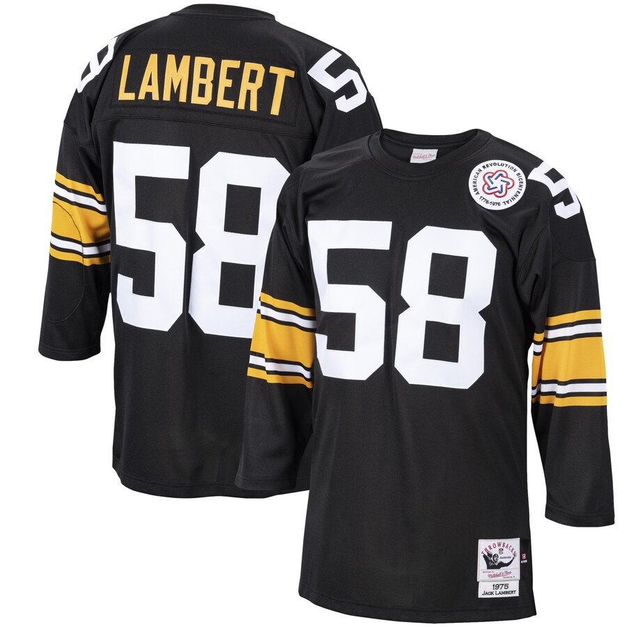 Men's Pittsburgh Steelers 1975 Jack Lambert Mitchell & Ness Black Authentic Throwback Retired Player Jersey - ujerseystore