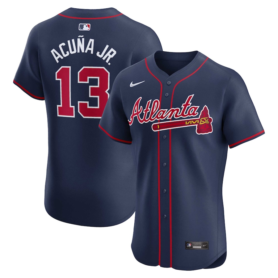 Men's Atlanta Braves Ronald Acuña Jr. Nike Navy Alternate Elite Player Jersey - ujerseystore
