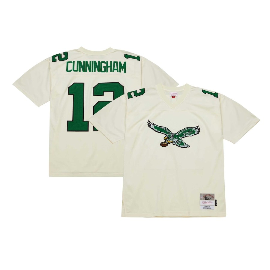 Men's Philadelphia Eagles Randall Cunningham Mitchell & Ness Cream Chainstitch Legacy Jersey - ujerseystore