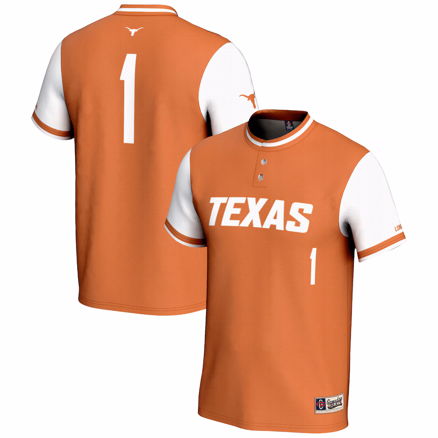 Youth GameDay Greats #1 Burnt Orange Texas Longhorns Lightweight Softball Jersey - ujerseystore