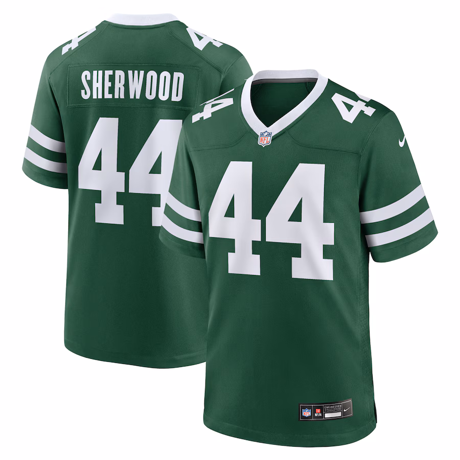 Men's New York Jets Jamien Sherwood Nike Legacy Green Team Game Jersey - ujerseystore