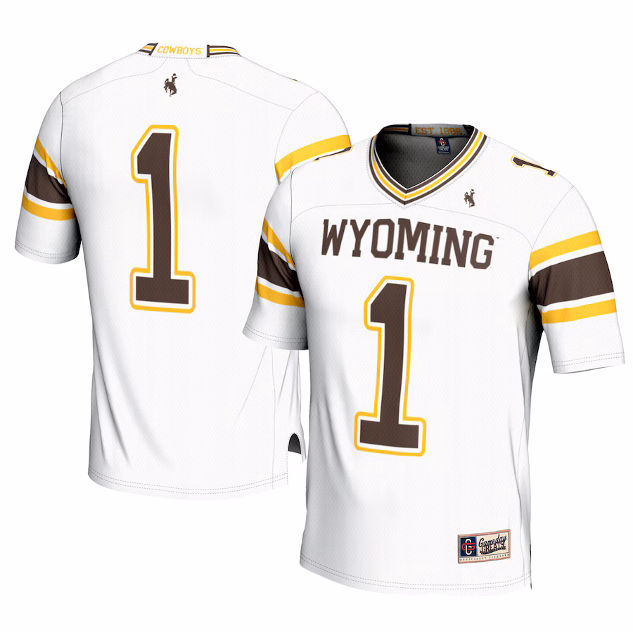 Men's GameDay Greats #1 White Wyoming Cowboys Football Jersey - ujerseystore