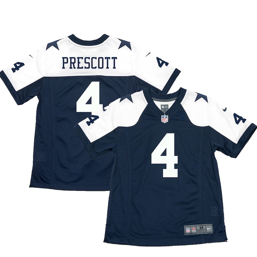Youth Dallas Cowboys Dak Prescott Nike Navy Throwback Game Jersey - ujerseystore