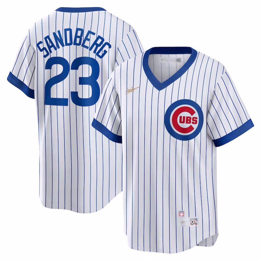 Men's Chicago Cubs Ryne Sandberg Nike White Home Cooperstown Collection Player Jersey - ujerseystore