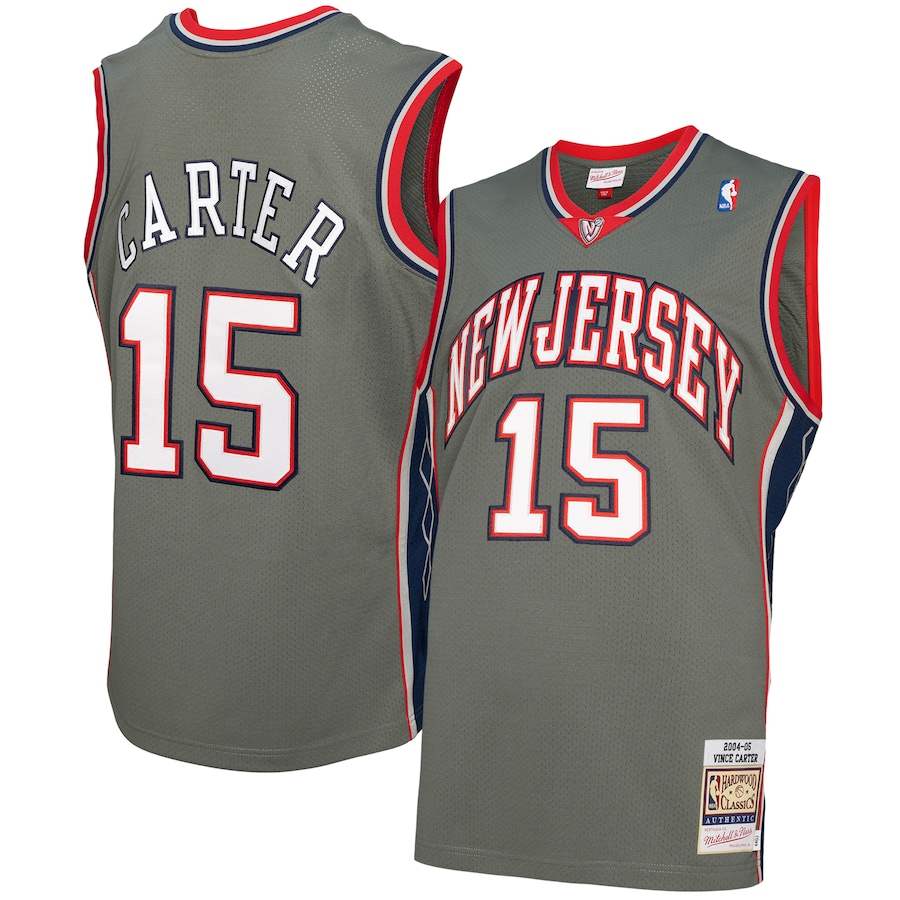 Men's New Jersey Nets Vince Carter Mitchell & Ness Gray 2004/05 Authentic Player Jersey - ujerseystore