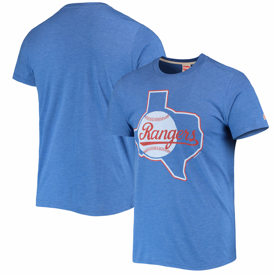 Men's Texas Rangers Homage Royal Hand-Drawn Logo Tri-Blend T-Shirt - ujerseystore