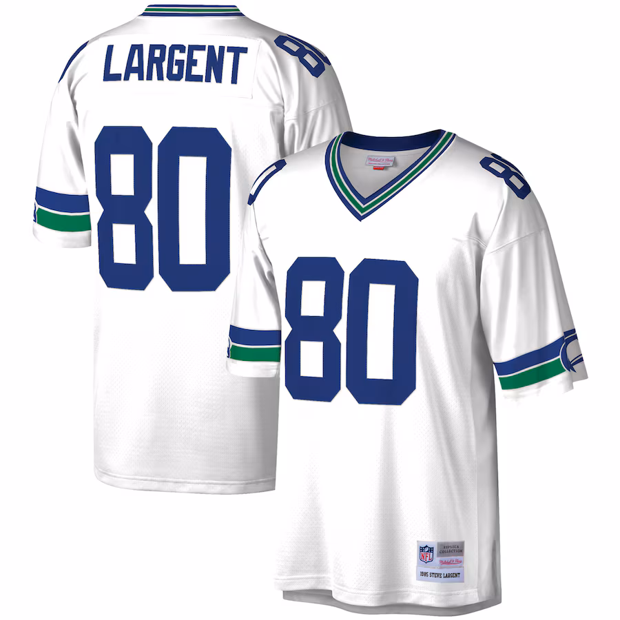 Men's Seattle Seahawks Steve Largent Mitchell & Ness White Legacy Replica Jersey - ujerseystore