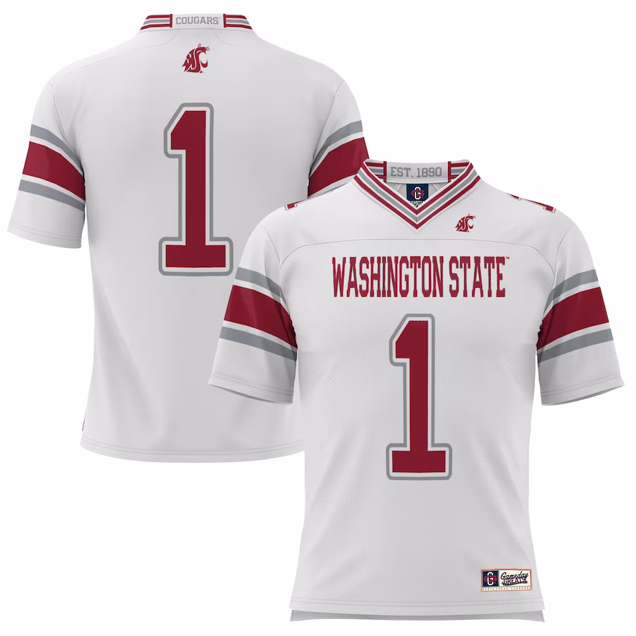 #1 Washington State Cougars GameDay Greats Endzone Football Jersey - White - ujerseystore