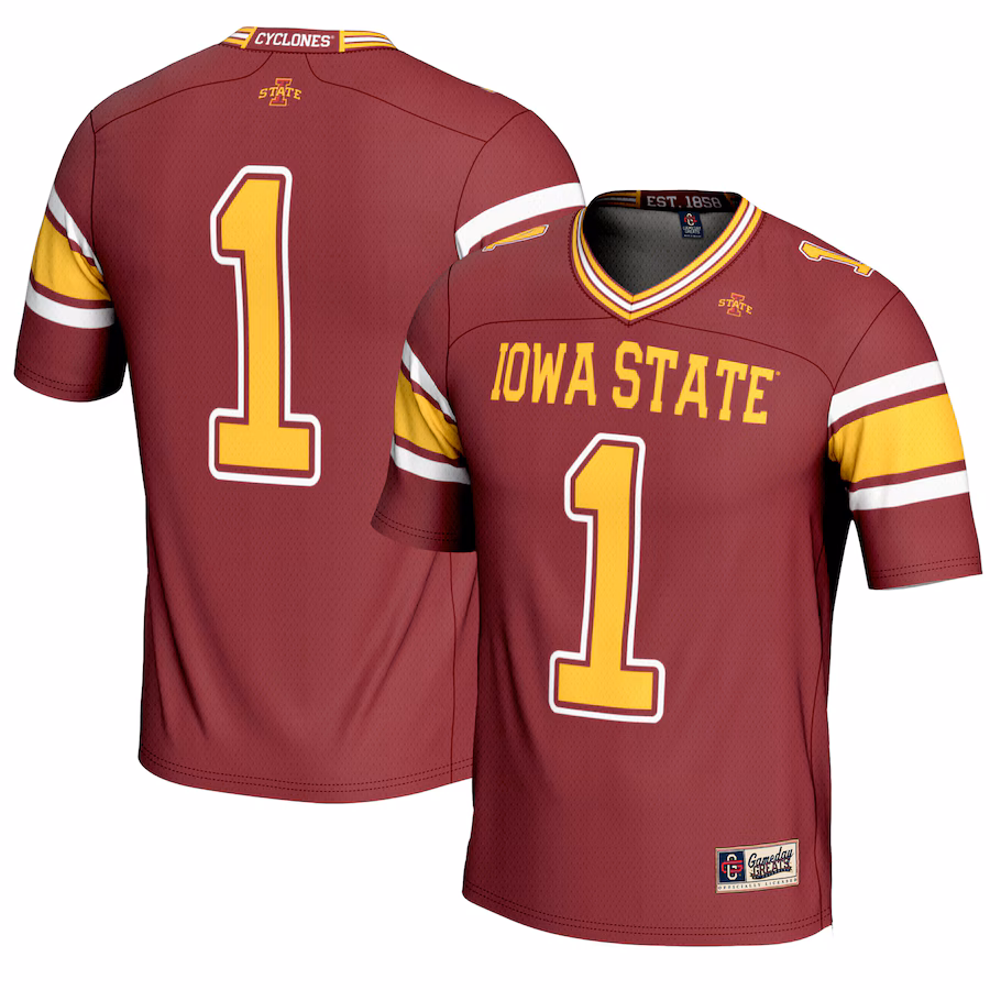 Youth GameDay Greats #1 Cardinal Iowa State Cyclones Endzone Football Jersey - ujerseystore