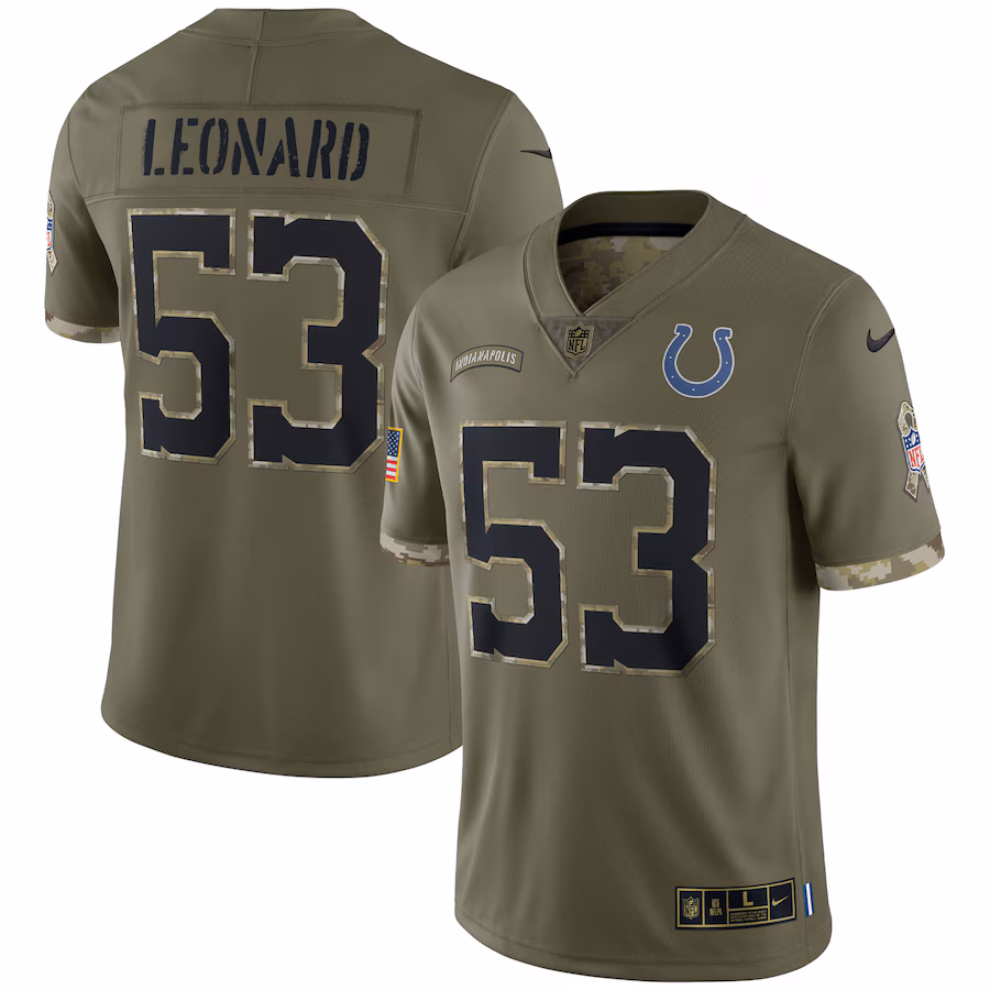 Men's Indianapolis Colts Shaquille Leonard Nike Olive Salute To Service Limited Jersey - ujerseystore