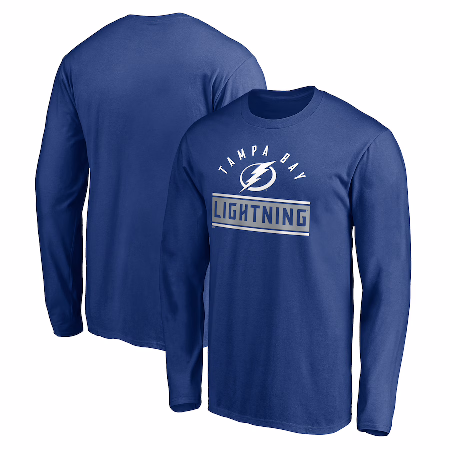 Men's Tampa Bay Lightning Blue Team Arch Knockout Long Sleeve T-Shirt - ujerseystore