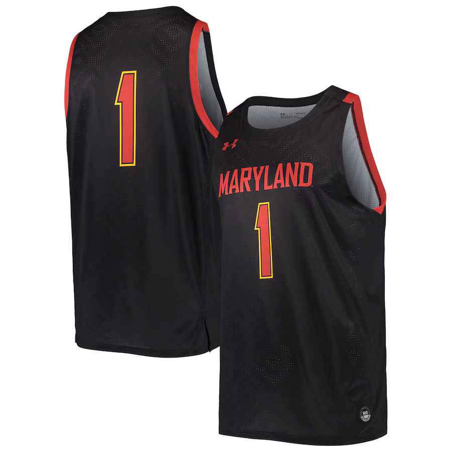 Men's Under Armour #1 Black Maryland Terrapins College Replica Basketball Jersey - ujerseystore