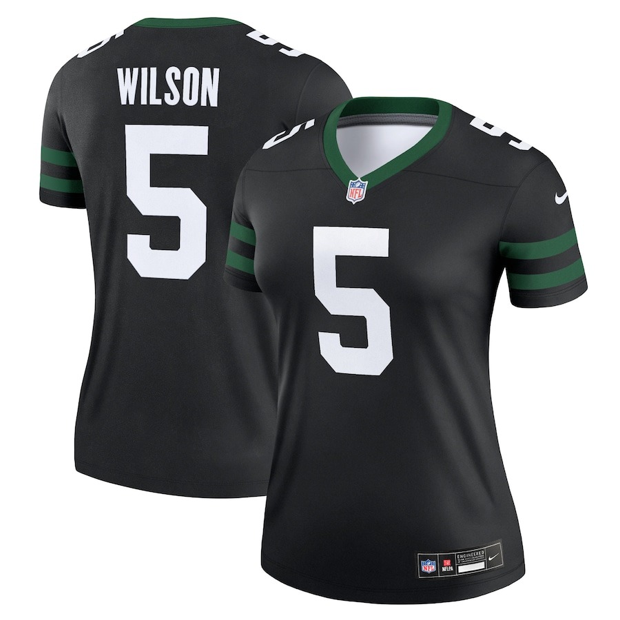 Women's New York Jets Garrett Wilson Nike Legacy Black Alternate Legend Jersey - ujerseystore