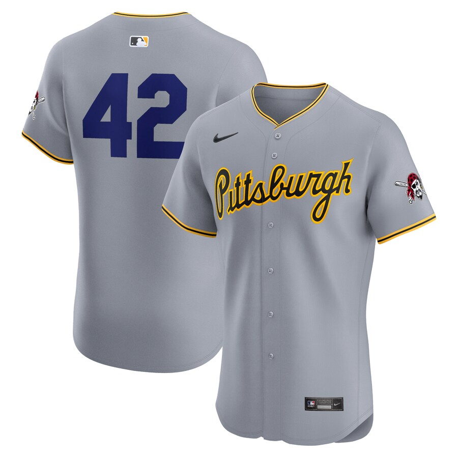 Men's Pittsburgh Pirates Nike Gray Road 2024 Jackie Robinson Day Elite Jersey - ujerseystore