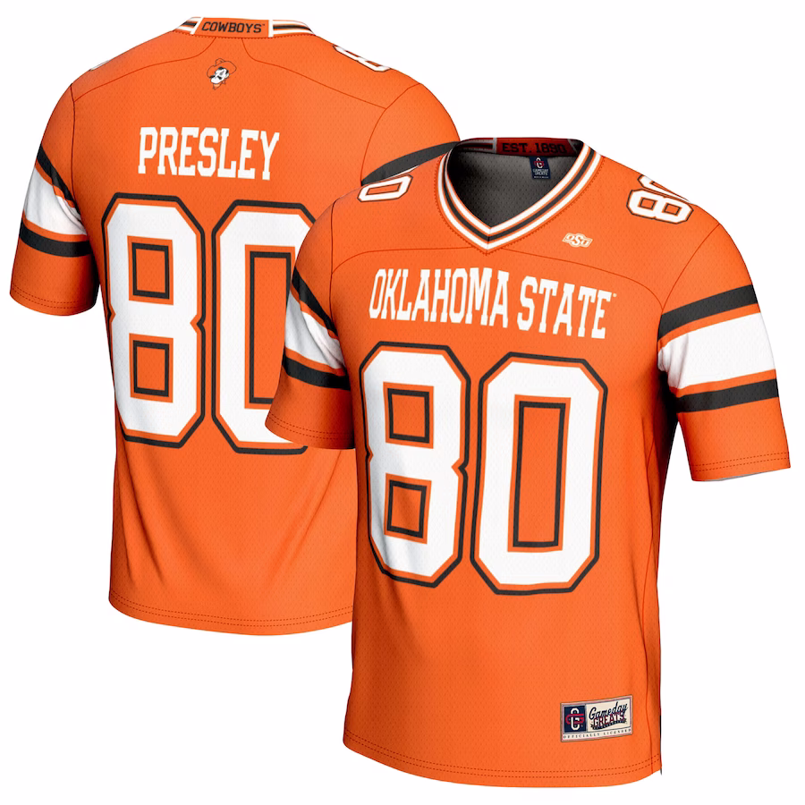 Brennan Presley Oklahoma State Cowboys GameDay Greats Youth NIL Player Football Jersey - Orange - ujerseystore