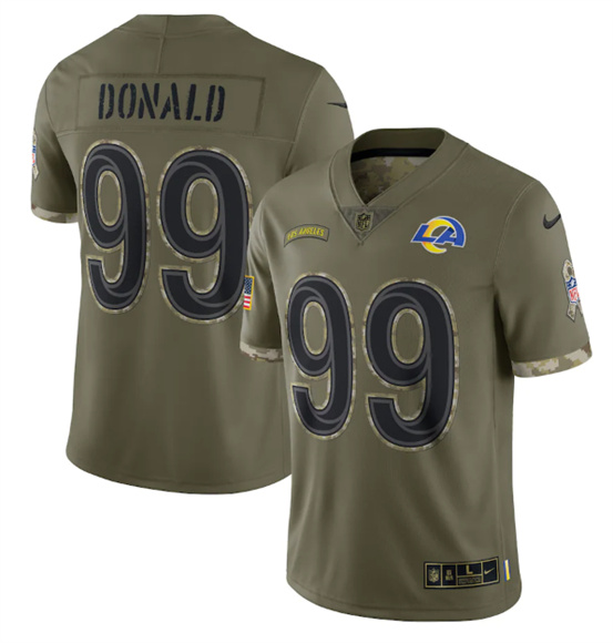 Men's Los Angeles Rams #99 Aaron Donald 2022 Olive Salute To Service Limited Stitched Jersey - ujerseystore