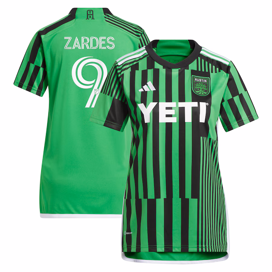 Women's Austin FC Gyasi Zardes adidas Green 2023 Las Voces Kit Replica Jersey - ujerseystore