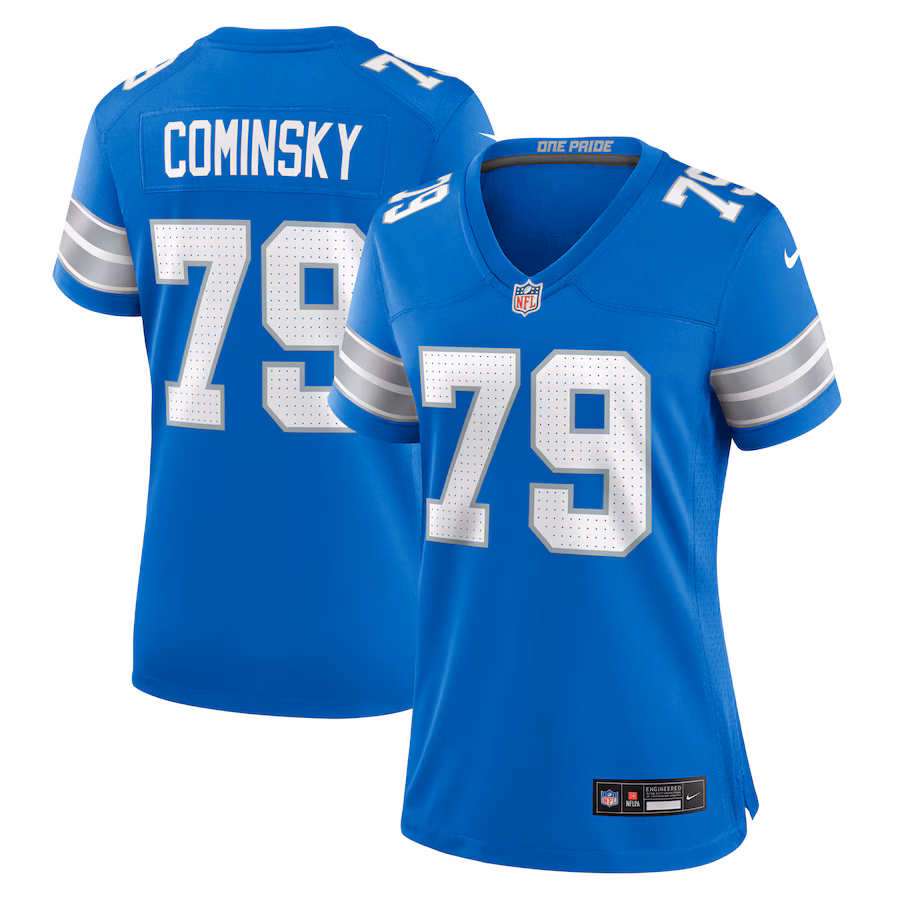 Women's Detroit Lions John Cominsky Nike Blue Team Game Jersey - ujerseystore