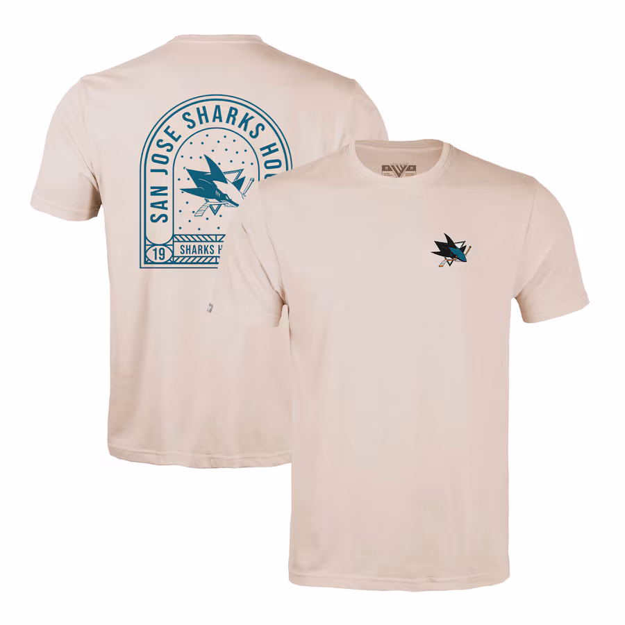 Men's San Jose Sharks Levelwear Khaki Richmond Stained Glass T-Shirt - ujerseystore