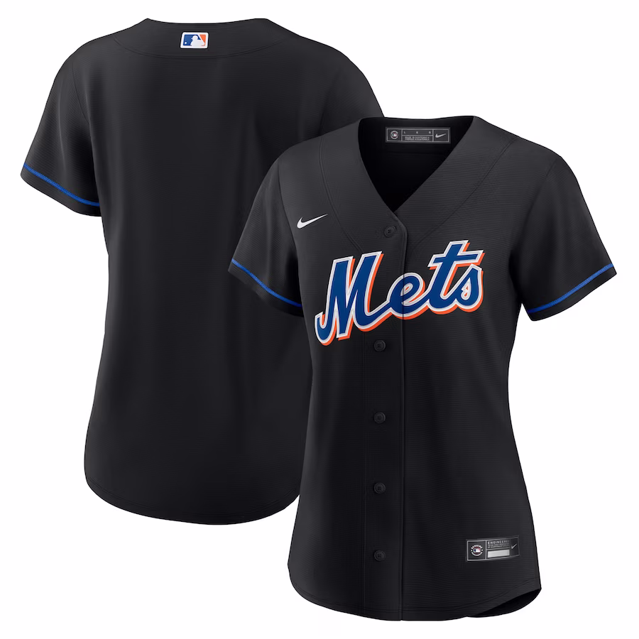 Women's New York Mets Nike Black 2022 Alternate Replica Team Jersey - ujerseystore