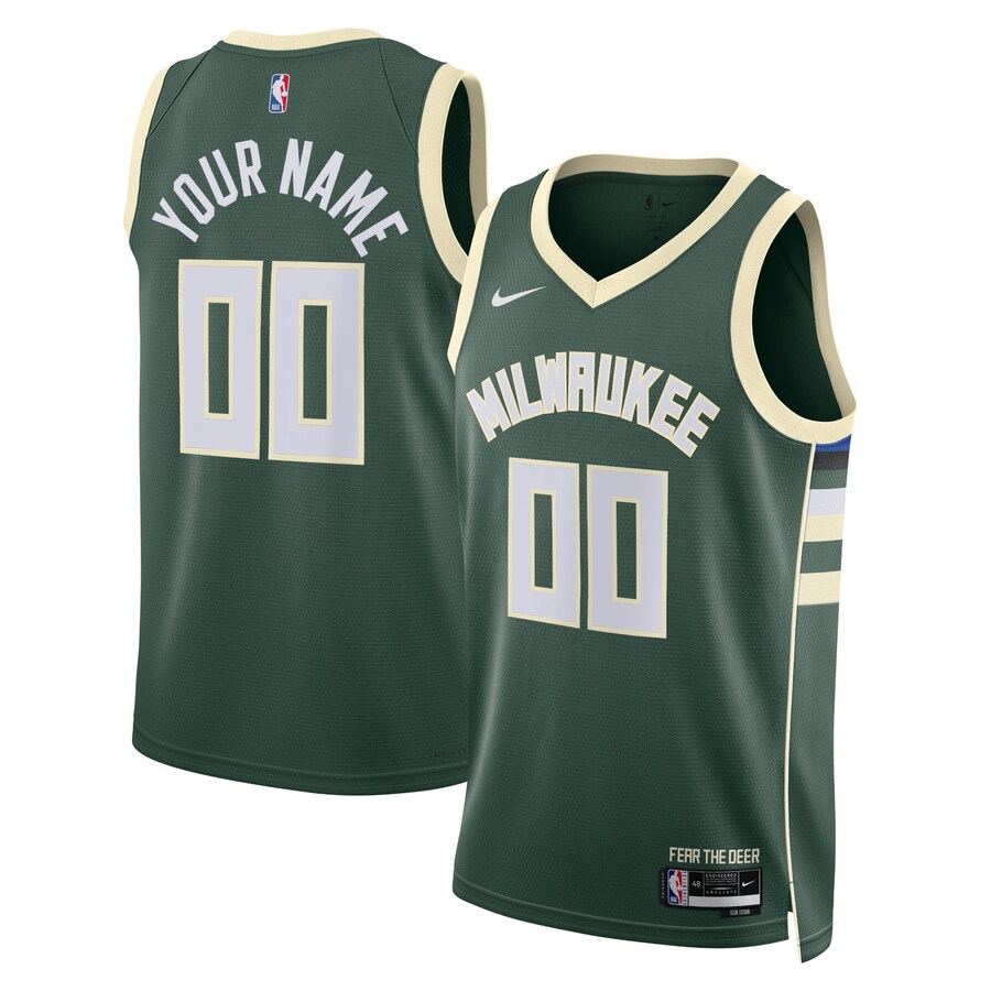 Unisex Milwaukee Bucks Nike Hunter Green Swingman Custom Jersey - Icon Edition - ujerseystore