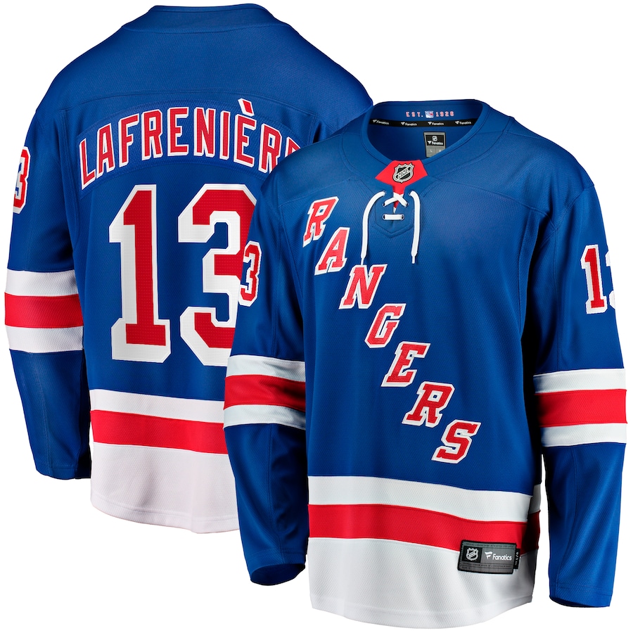 Men's New York Rangers Alexis Lafreniere Fanatics Blue Home Breakaway Jersey - ujerseystore