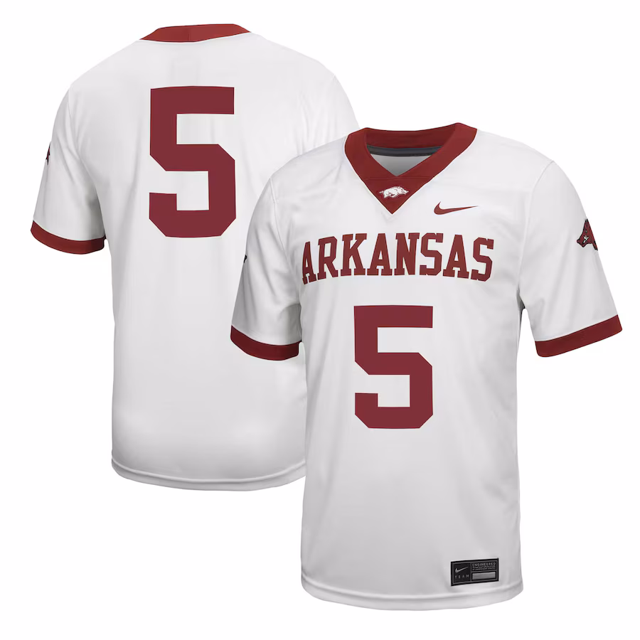 Men's Nike #5 White Arkansas Razorbacks Untouchable Football Jersey - ujerseystore