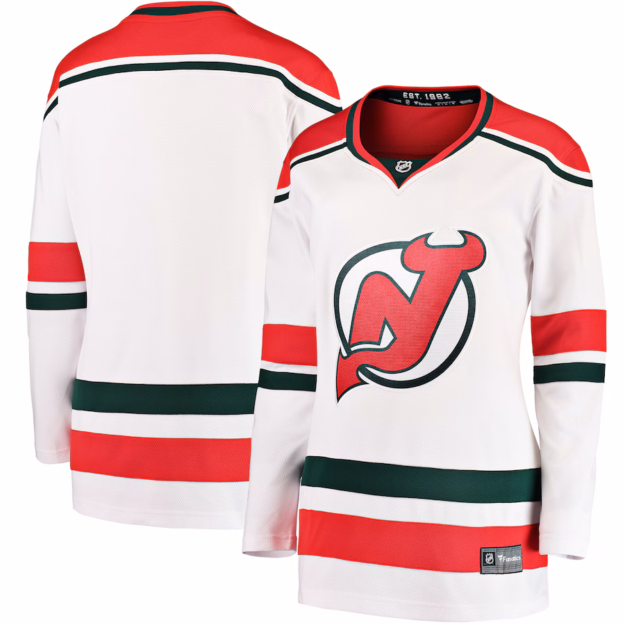 Women's New Jersey Devils Fanatics White 2022/23 Heritage Premier Breakaway Jersey - ujerseystore