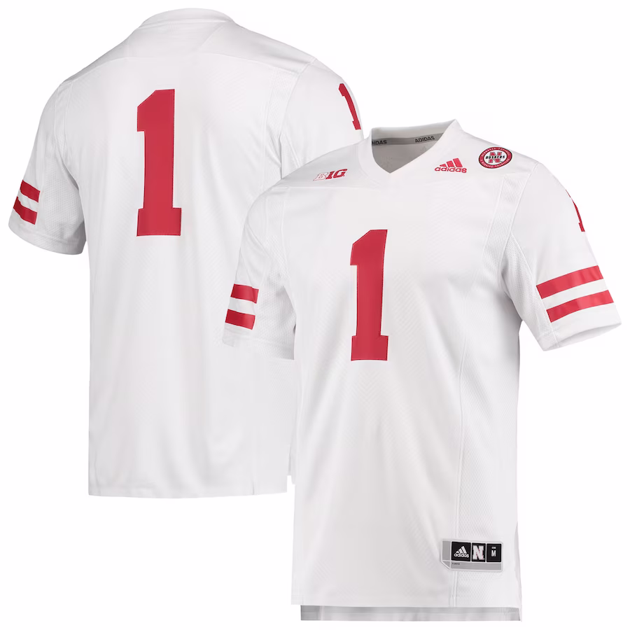 #1 Nebraska Huskers adidas Team Premier Football Jersey - White - ujerseystore