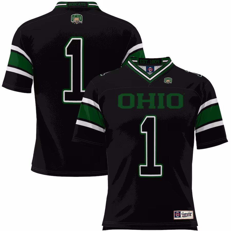 #1 Ohio Bobcats GameDay Greats Youth Endzone Football Jersey - Black - ujerseystore
