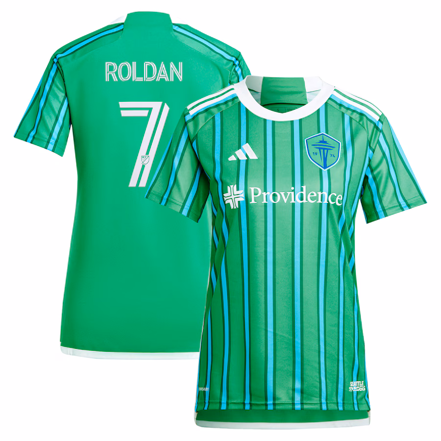 Women's Seattle Sounders FC Cristian Roldan adidas Green 2024 The Anniversary Kit Replica Player Jersey - ujerseystore