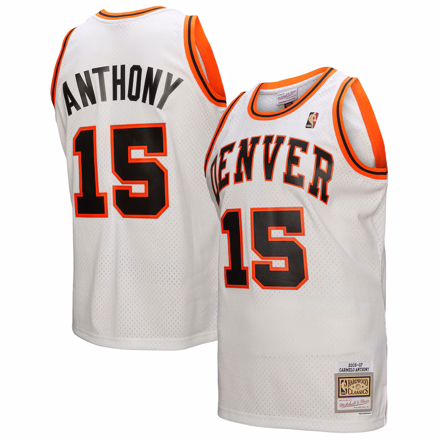 Men's Denver Nuggets Carmelo Anthony Mitchell & Ness White 2006/07 Swingman Jersey - ujerseystore