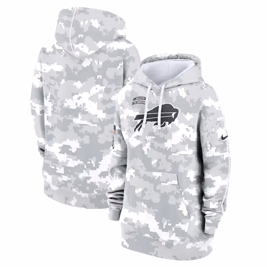Women's Buffalo Bills Nike Arctic Camo 2024 Salute To Service Club Fleece Pullover Hoodie - ujerseystore