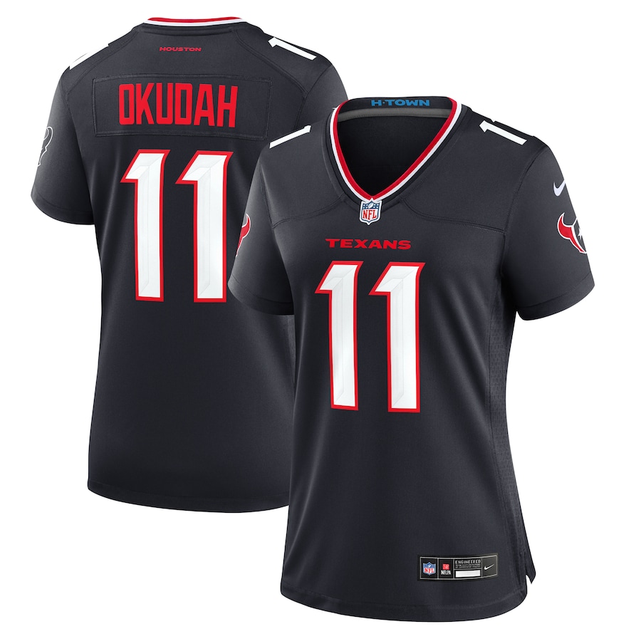 Women's Houston Texans Jeff Okudah Nike  Navy Team Game Jersey - ujerseystore