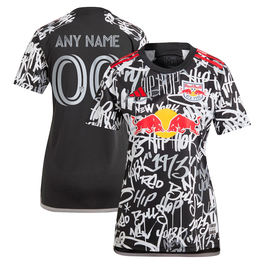 Women's New York Red Bulls  adidas Black 2023 Freestyle Replica Custom Jersey - ujerseystore